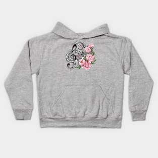 Piano Keys and Flowers Kids Hoodie